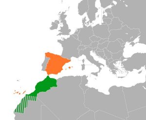 Mapa de España y Marruecos